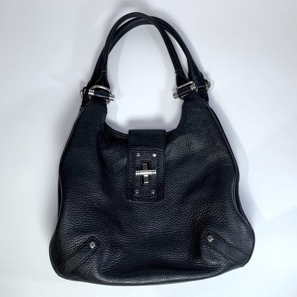 Banana Republic Handbags - Banana Republic Leather Hobo Black & Silver Purse